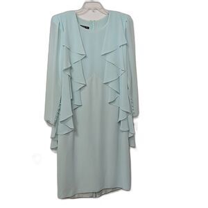 Ursula of Switzerland Special Occasion Dress Size 15/16 Aqua Dress Vtg Flaw